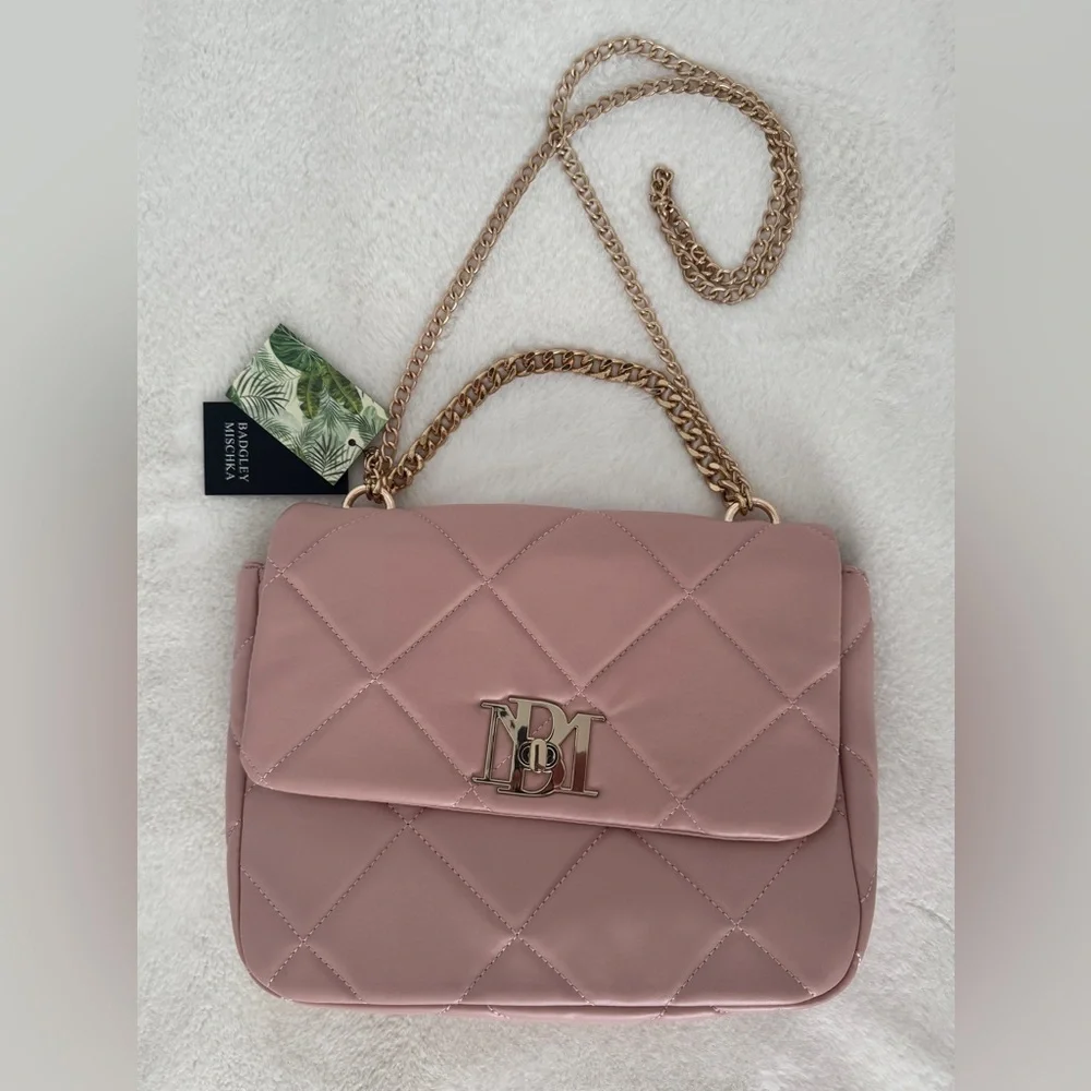 Badgley Mischka Blush Pink Diamond Quilted Crossbody Bag - NWT